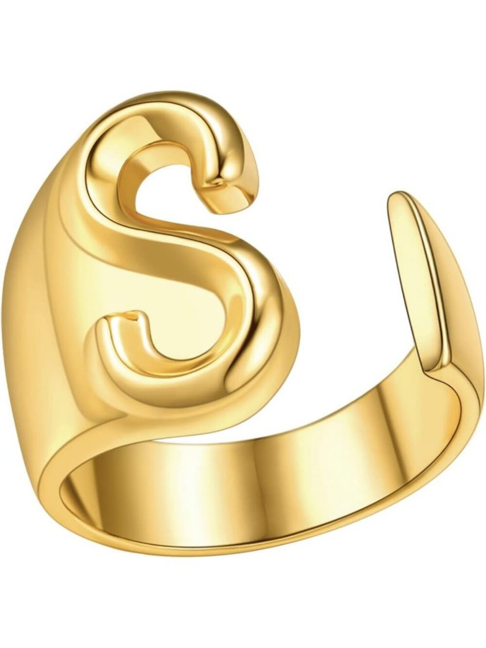 Customizable Initial Cuff Ring - 18K Gold Plated Fashion Knuckle Ring for Women